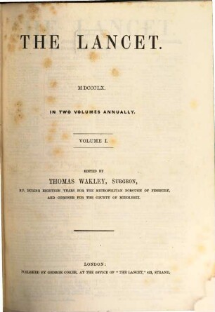 The lancet, 1860, Vol. 1