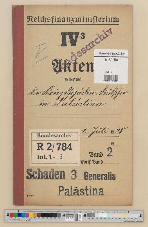 Kriegsschäden Deutscher in Palaestina/Palästina: Bd. 2