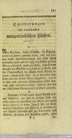 Schilderungen der vornehmsten morgenländischen Fürsten