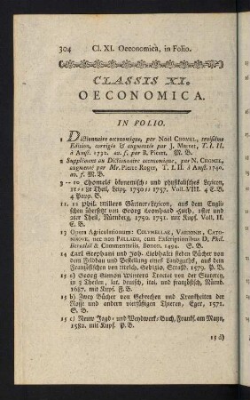 304-357, Classis XI: Oeconomica- Classis XIII: Res militaris