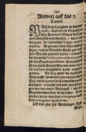 Antwort auff das 7. Capitel.
