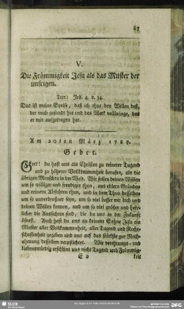 V. Die Frömmigkeit Jesu als das Muster der unsrigen