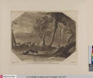 [Landschaft mit Fluss und Mühle]