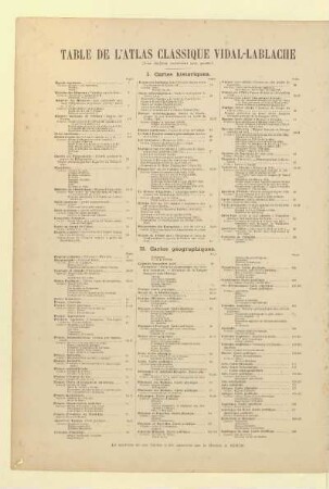 Table de l'atlas classique Vidal-Lablache
