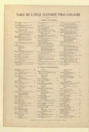 Table de l'atlas classique Vidal-Lablache