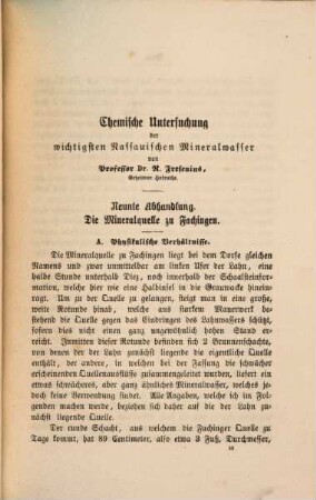 Chemische Untersuchung der wichtigsten Mineralwasser des Herzogthums Nassau, 9. Die Mineralquelle zu Fachingen
