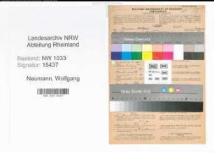 Entnazifizierung Wolfgang Neumann , geb. 01.09.1920 (Maschinist)