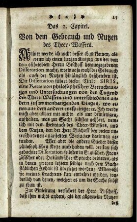 Das 2. Capitel. Von dem Gebrauch und Nutzen des Theer-Wassers