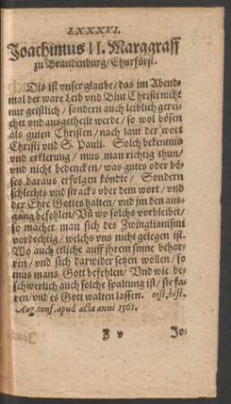 LXXXVI. Joachimus II. Marggraff zu Brandenburg ...