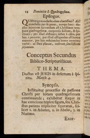 14-31, Conceptus Secundus. Biblico-Scripturisticus.