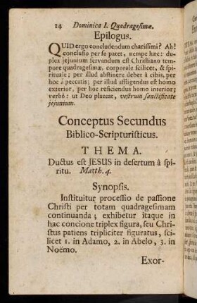 14-31, Conceptus Secundus. Biblico-Scripturisticus.