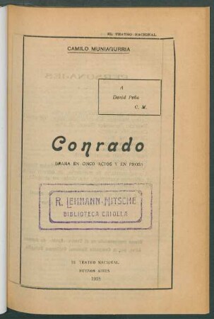 1918001400: Conrado : drama en cinco actos y en prosa