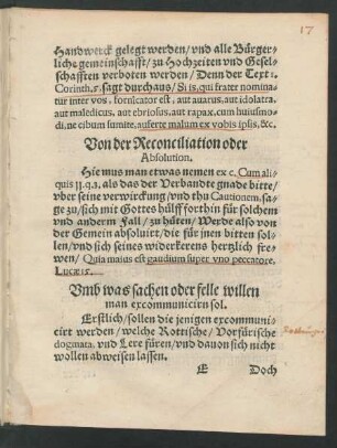 Umb was sachen oder felle willen man excommunicirn sol.