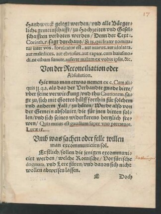 Umb was sachen oder felle willen man excommunicirn sol.