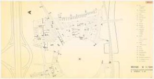 Neuordnung des Gebietes um den Mehringplatz, Berlin-Kreuzberg Schinkelwettbewerb 1963: Lageplan (Ausschnitt) Fußgängerplattform und Wohnen am Mehringplatz 1:500