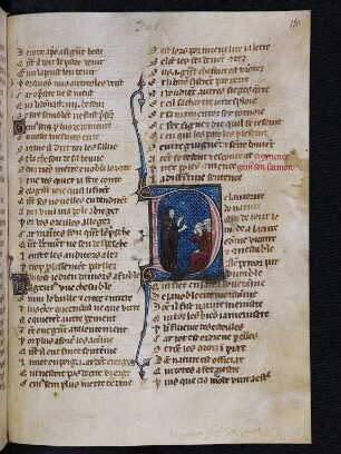 Deckfarbeninitiale D, historisiert: Genius commence son sarmon