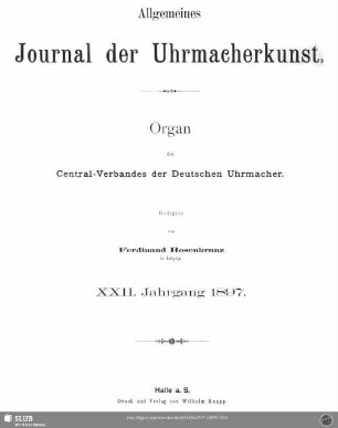 22.1897: Allgemeines Journal der Uhrmacherkunst