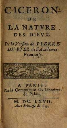 De la nature des Dieux