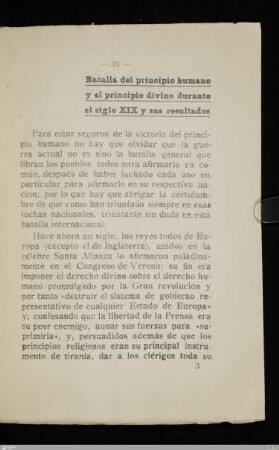 Batalla del principio humano y el principio divino durante el siglo XIX y sus resultados