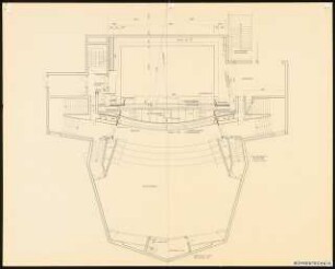 Kammerspiele (später: Schauspielhaus), Bochum: Grundriss Bühnentechnik (Ausstellungstafel der »Prague Quadrennial of the Theatre Design and Architecture« 1967)