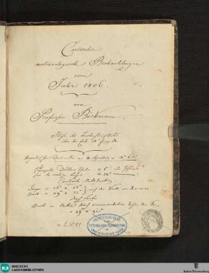 1806: Carlsruher meteorologische Beobachtungen vom Jahr 1806