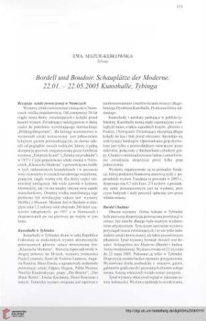 Bordell und Boudoir. Schauplätze der Moderne : 22.01. - 22.05.2005 Kunsthalle, Tybinga