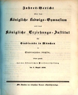 Jahresbericht .... 1855/56
