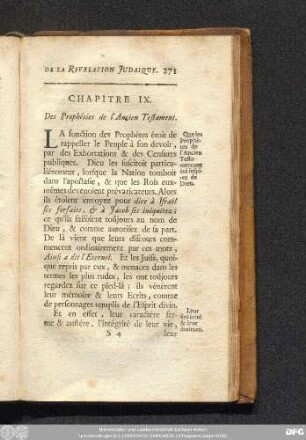Chapitre IX. Des Prophéties de l'Ancien Testament.