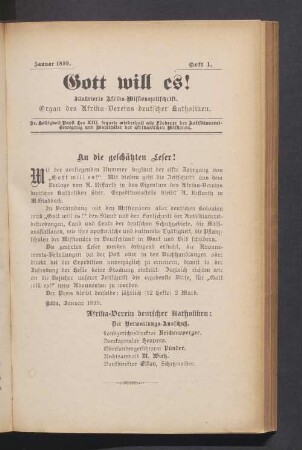 Heft 1. Januar 1899
