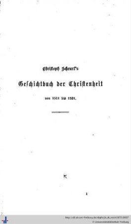 Geschichtbuch der Christenheit von 1511 bis 1521.