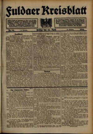 Ausgabe vom Freitag, den 24. April 1914.