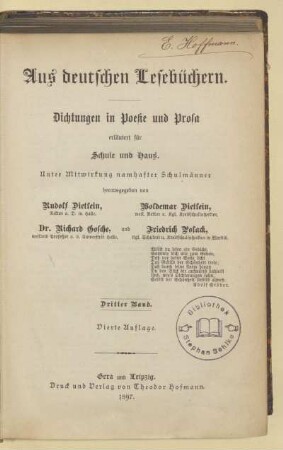 Bd. 3, [Schülerbd.]: [Bd. 3, [Schülerbd.]] : Dichtungen in Poesie und Prosa erläutert für Schule und Haus