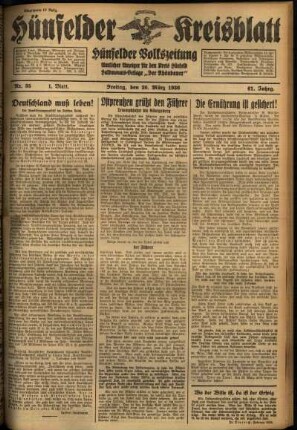 Erste Ausgabe vom Freitag, den 20. März 1936.