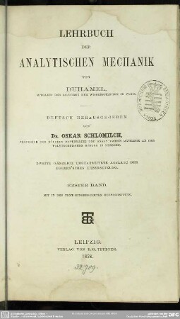 1: Lehrbuch der analytischen Mechanik