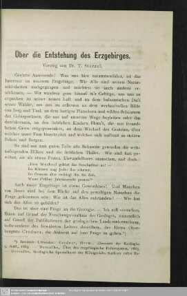 Über die Entstehung des Erzgebirges