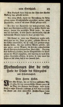 Muthmaßungen über die rothe Farbe der Dünste des Nitergeistes und Scheidewassers