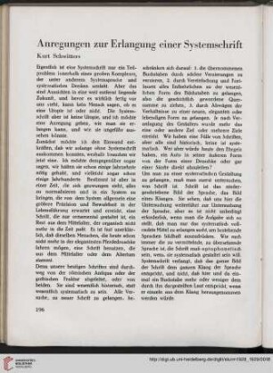 Anregungen zur Erlangung einer Systemschrift