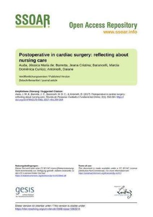 Postoperative in cardiac surgery: reflecting about nursing care
