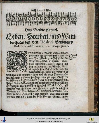 IV. Leben, Sterben und Wunderthaten deß Heil. Udalrici...
