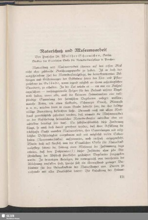 Naturschutz und Museumsarbeit