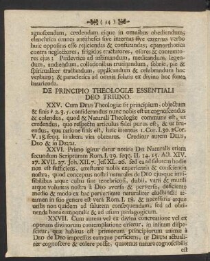De Principio Theologiae Essentiali Deo Triuno.
