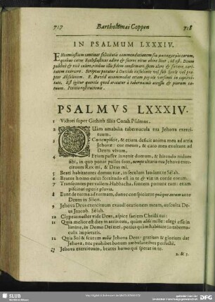 In Psalmum LXXXIV.[i.e. LXXXIII.] Psalmus LXXXIV. [i.e. LXXXIII.]