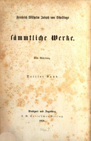 Friedrich Wilhelm Joseph von Schellings sämmtliche Werke. 1,3, 1799. 1800