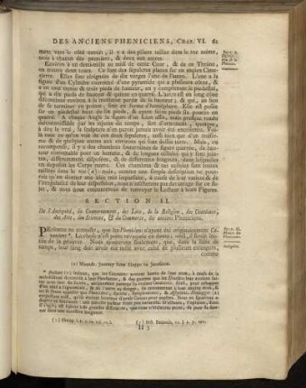 Section II. De l´Antiquité, du Gouvernement, des Loix, de la Religion, des Coutûmes, des Arts, des Sciences, & du Commerce, des anciens Pheniciens.