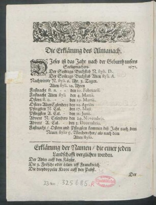 Erklärung des Almanach.