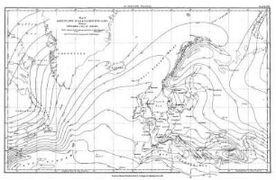 Plate XVII. Map of North Atlantic Ocean & Neighbouring Lands shewing Isothermal Lines Of January