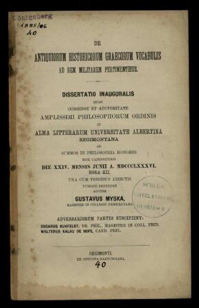 De antiquorum historicorum Graecorum vocabulis ad rem militarem pertinentibus