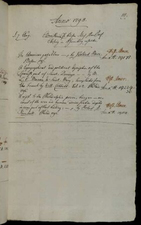 Amerikanische Bücher durch Hhrn Prof. Ebeling in Hamburg erhalten.