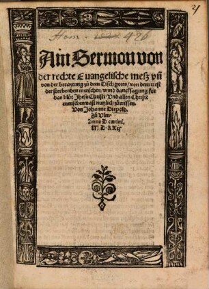 Ain Sermon von der recht Evangel. Mess