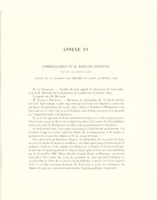Annexe XV. Interpellation de M. Francois Deloncle ...